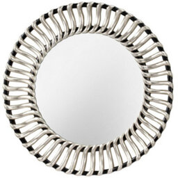 Large Contemporary Black Circular Mirror With Silver Spokes