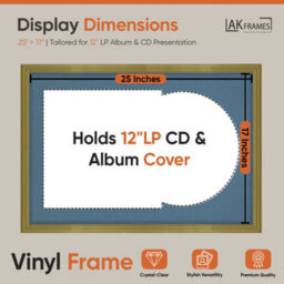 "AK Frames 25X17"" Gold Classic Vinyl Record Frame With Pompadour Mount For 12 Inch Lp Cover & Disc - Overlapped Design" - thumbnail 2