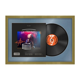 "AK Frames 25X17"" Gold Classic Vinyl Record Frame With Pompadour Mount For 12 Inch Lp Cover & Disc - Overlapped Design"