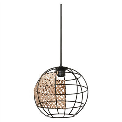 Osram Decor Cage Globe Pendant Ceiling Light E27 Black Rattan Max 15W Led Modern - image 1