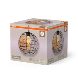 Osram Decor Cage Globe Pendant Ceiling Light E27 Black Rattan Max 15W Led Modern - thumbnail 2