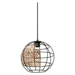 Osram Decor Cage Globe Pendant Ceiling Light E27 Black Rattan Max 15W Led Modern