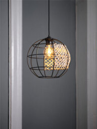 Osram Decor Cage Globe Pendant Ceiling Light E27 Black Rattan Max 15W Led Modern - thumbnail 6