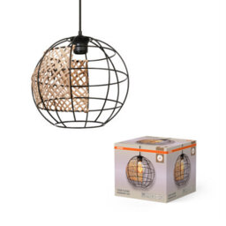Osram Decor Cage Globe Pendant Ceiling Light E27 Black Rattan Max 15W Led Modern - thumbnail 3