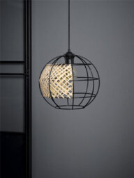 Osram Decor Cage Globe Pendant Ceiling Light E27 Black Rattan Max 15W Led Modern - thumbnail 4