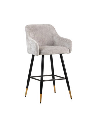 MiHOMEUK Zurich Velvet Bar Stool Contemporary Velvet Counter Stool With Metal Legs & Padded Back Light Grey W52.5 X D51.5 X H96 Cm - image 1