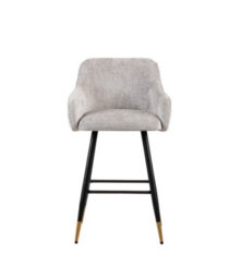 MiHOMEUK Zurich Velvet Bar Stool Contemporary Velvet Counter Stool With Metal Legs & Padded Back Light Grey W52.5 X D51.5 X H96 Cm - thumbnail 2