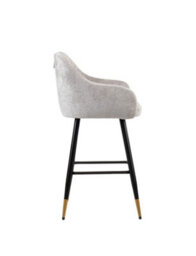 MiHOMEUK Zurich Velvet Bar Stool Contemporary Velvet Counter Stool With Metal Legs & Padded Back Light Grey W52.5 X D51.5 X H96 Cm - thumbnail 3