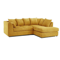 Hannah Jumbo Cord 4 Seater Right Hand Facing Corner Sofa Mustard - thumbnail 2