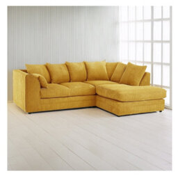 Hannah Jumbo Cord 4 Seater Right Hand Facing Corner Sofa Mustard - thumbnail 1