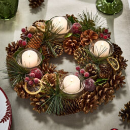 Dibor Citrus Spice Round Table Centrepiece Christmas Decoration Candle Holder Tealight Holder 30Cm