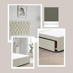Cream Plush Fabric 5Ft King Size Bed Frame With 20 Inch Chesterfiled Headboard And 2 Drawers - thumbnail 3
