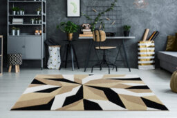 Smart Living Modern Thick Soft Carved Area Rug, Living Room Carpet, Kitchen Floor, Bedroom Soft Rugs 200Cm X 290Cm - Beige Black - thumbnail 1