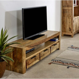 Buttercup Farm Surrey Large Tv With 3 Drawers - Solid Mango Wood - L40 X W150 X H40 Cm - thumbnail 4