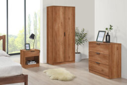 Richmond Chestnut Oak 2 Door Double Wardrobe 3 Piece Bedroom Set - thumbnail 1