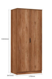 Richmond Chestnut Oak 2 Door Double Wardrobe 3 Piece Bedroom Set - thumbnail 3