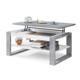 Heze Furniture Nuo Lift Top Coffee Table Contemporary Style - Concrete & White Matt - thumbnail 5