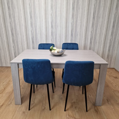 Kosy Koala Modern Rectangle Dining Table Set With 4 Blue Velvet Chairs Dining Room Furniture - image 1