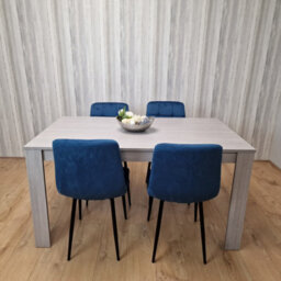 Kosy Koala Modern Rectangle Dining Table Set With 4 Blue Velvet Chairs Dining Room Furniture