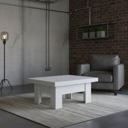 Eryk Modern Extendable Coffee Table Adjustable 100 To 200 Cm Design With Abs Edges In Alpine White Finish - thumbnail 2