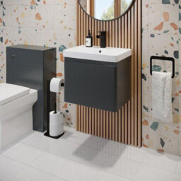 Affine Wall Mounted Bathroom Vanity Unit Basin Sink Storage Furniture Cabinet 500 Grey - thumbnail 2