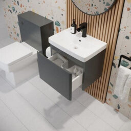 Affine Wall Mounted Bathroom Vanity Unit Basin Sink Storage Furniture Cabinet 500 Grey - thumbnail 3