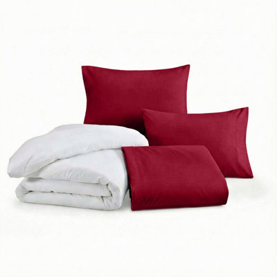 Ameha Duvet 13.5 Tog With Burgundy Duvet Cover & Matching Pillowcases, Breathable, Bedding Set, Super King 260X220Cm - image 1