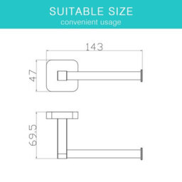 Jassferry 143mm Black Wall Mounted Toilet Paper Holder Toilet Roll Holder Rustproof - thumbnail 2