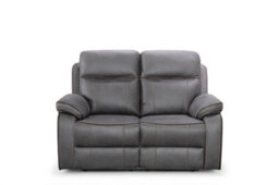 Faux Leather Grey 2 Seater Manual Recliner Sofa With Contrast Stitching - thumbnail 3