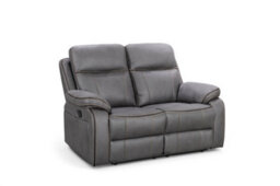 Faux Leather Grey 2 Seater Manual Recliner Sofa With Contrast Stitching - thumbnail 4