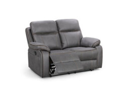 Faux Leather Grey 2 Seater Manual Recliner Sofa With Contrast Stitching - thumbnail 5