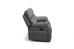 Faux Leather Grey 2 Seater Manual Recliner Sofa With Contrast Stitching - thumbnail 6