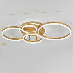 Living And Home 5 Circular Classic Golden Loops Low Energy Led Flush Ceiling Light Fixture Cool White 110Cm - thumbnail 5