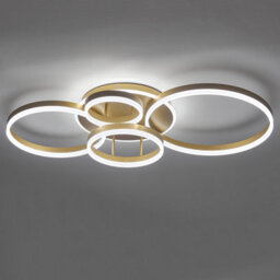 Living And Home 5 Circular Classic Golden Loops Low Energy Led Flush Ceiling Light Fixture Cool White 110Cm - thumbnail 4