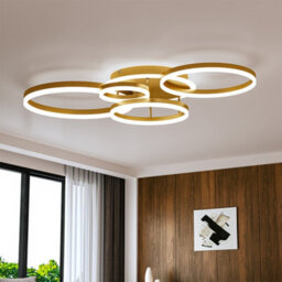 Living And Home 5 Circular Classic Golden Loops Low Energy Led Flush Ceiling Light Fixture Cool White 110Cm - thumbnail 2