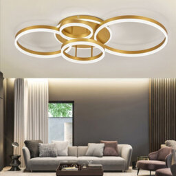 Living And Home 5 Circular Classic Golden Loops Low Energy Led Flush Ceiling Light Fixture Cool White 110Cm - thumbnail 3