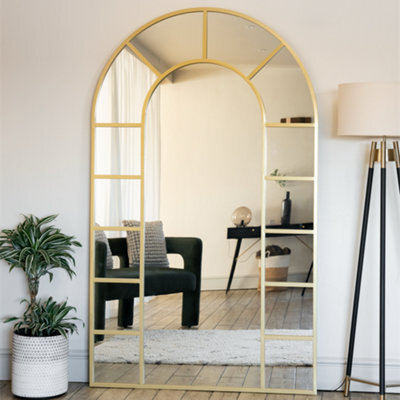 Jōbū Jobu Home - Mio - Full Length Gold Metal Arched Window Mirror - 200Cm X 120Cm - image 1