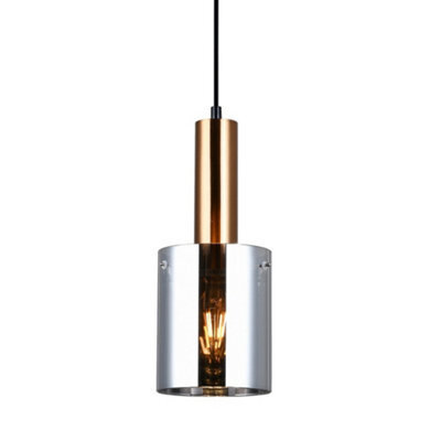 Luminosa Lighting Luminosa Modern Hanging Pendant Brass 1 Light  With Glass, Smoky Shade, E27 - image 1