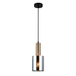 Luminosa Lighting Luminosa Modern Hanging Pendant Brass 1 Light  With Glass, Smoky Shade, E27 - thumbnail 2