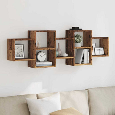 Walplus Wall Shelf Old Wood 129X18X42 Cm Engineered Wood - image 1