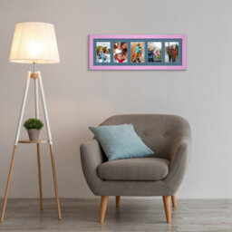 AK Frames 26X8 Pastel Pink Sleek Multi Photo Frame With Pompadour Mount - Holds 5 Apertures (5X) 6X4 Photos - thumbnail 3