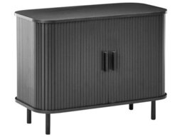 Wyld And Coco Novahome Sideboard Black Mdf With Sliding Doors, W80 X D40 X H60Cm - thumbnail 3