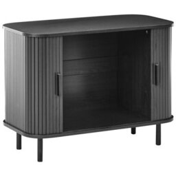 Wyld And Coco Novahome Sideboard Black Mdf With Sliding Doors, W80 X D40 X H60Cm - thumbnail 5