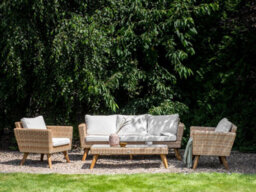 Beliani Garden Lounge Set With Table 4 Seater Vittoria Pe Rattan Off-White - thumbnail 2