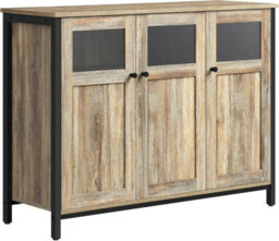 Songmics Sideboard, Buffet Table, Storage Cabinet With Glass Doors, Steel Frame, Industrial Style, Turquoise Brown And Ink Black - thumbnail 6