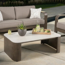 Sunvilla Gibson 4 Piece Patio Seating Set Aluminium Frame Sunbrella Cushions Stone Table Outdoor Sofa Chairs Cover - thumbnail 3