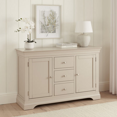 The Furniture Market Wilmslow Dove Grey Painted Large 3 Drawer 2 Door Sideboard - image 1