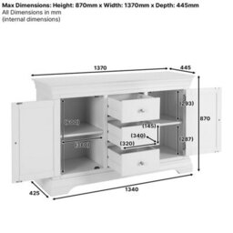 The Furniture Market Wilmslow Dove Grey Painted Large 3 Drawer 2 Door Sideboard - thumbnail 9
