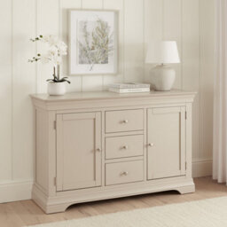 The Furniture Market Wilmslow Dove Grey Painted Large 3 Drawer 2 Door Sideboard