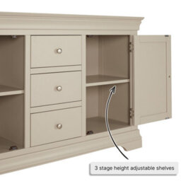 The Furniture Market Wilmslow Dove Grey Painted Large 3 Drawer 2 Door Sideboard - thumbnail 5